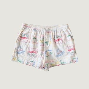 Damson Madder Buon Appetito Embroidered Short White Cotton Linen Size 14 Relaxed